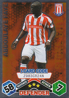 Abdoulaye Faye Stoke City 2009/10 Topps Match Attax i-Card Code #270